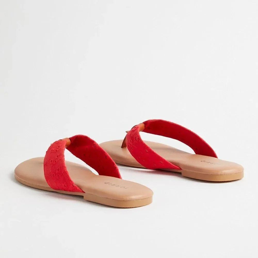 Torrid Red Eyelet Flip Flops - Picture 3 of 3